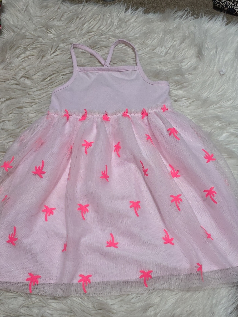 Cat & Jack Tulle Palm Tree Dress- 5T